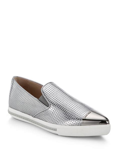 miu miu cap toe sneakers silver